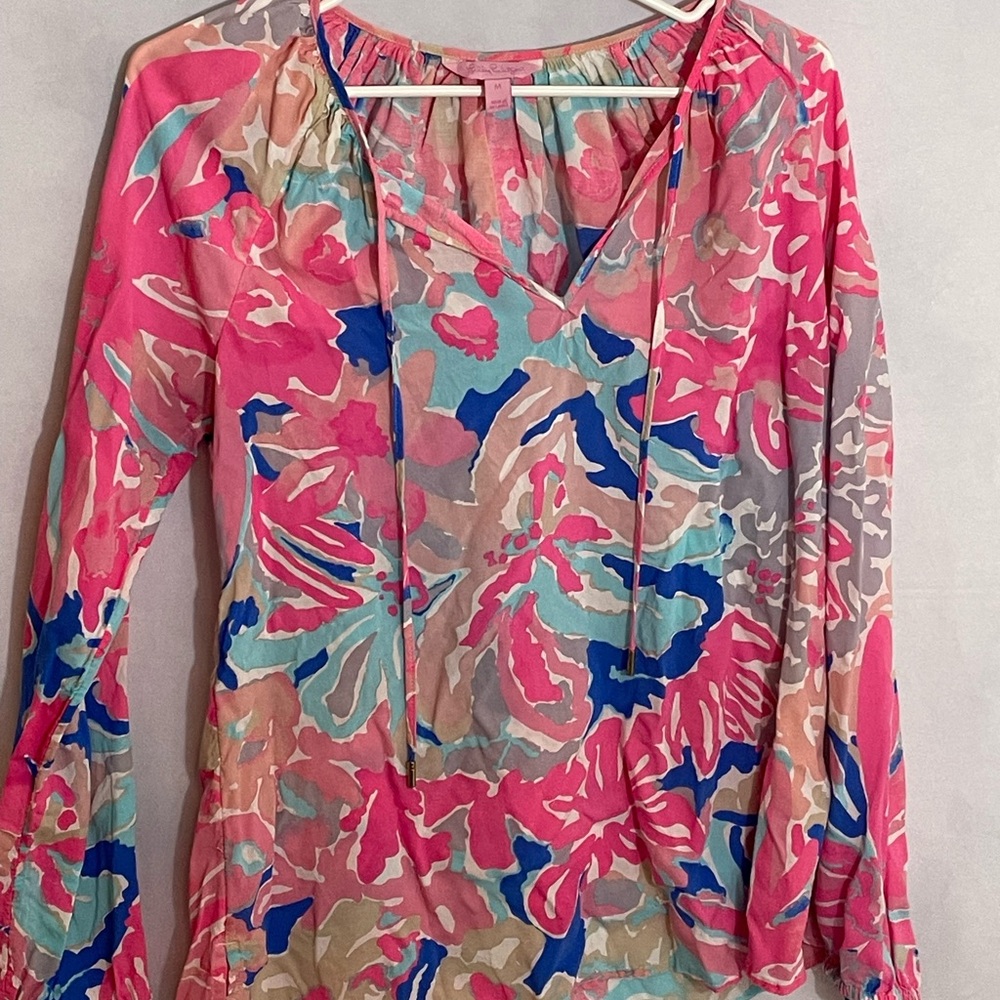 Lilly Pulitzer Pink and Blue Floral Blouse